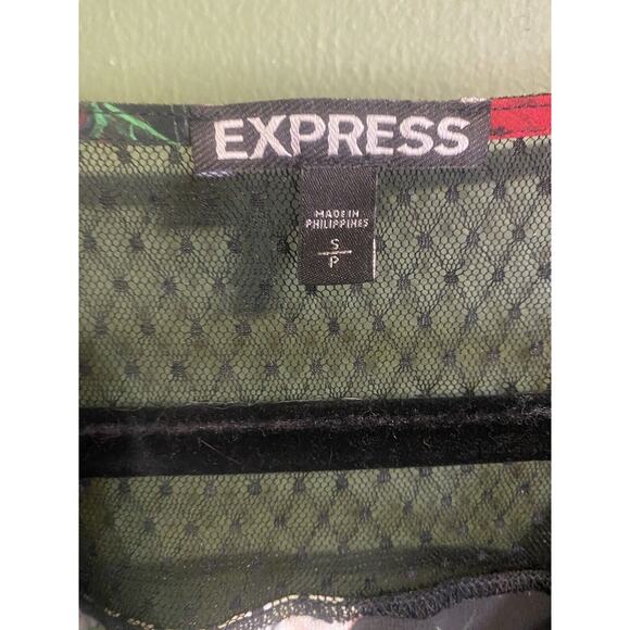 Express Blouse Womens Small Peplum Sheer Floral Dark Romantic Office Party Shirt - Picture 5 of 10